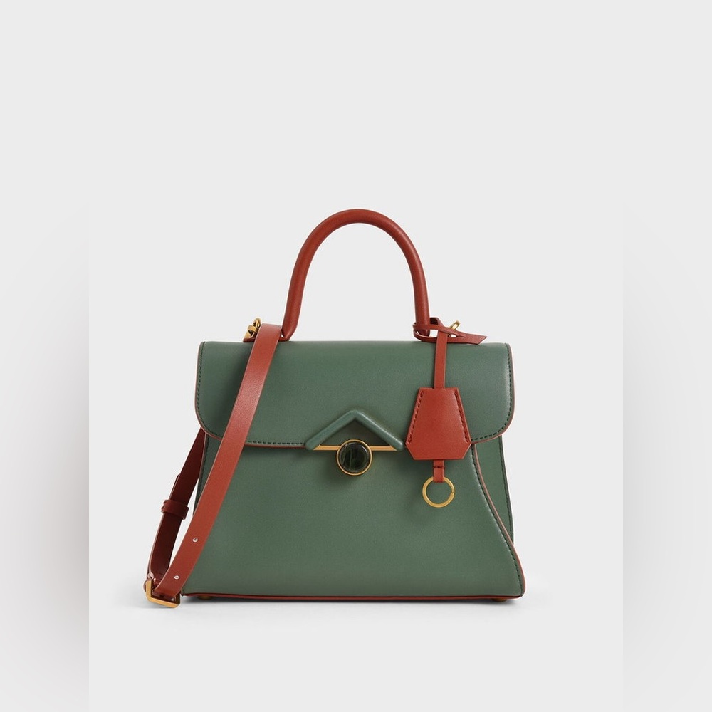 Charles & Keith Green and Brown Shoulder Bag